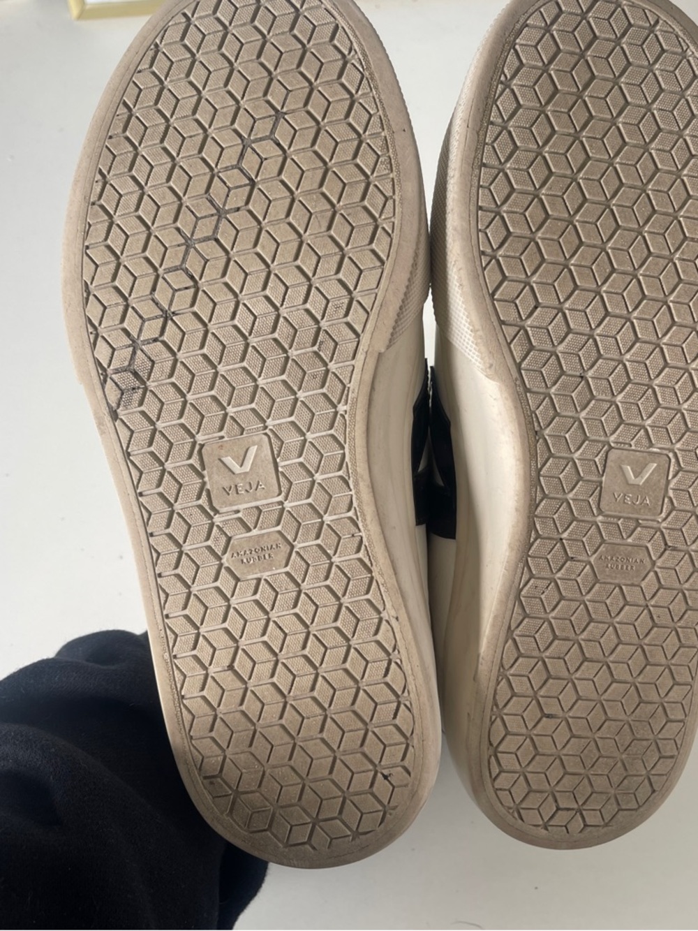 Veja Campo White Leather Sneakers with Navy V Accent - Picture 6 of 7